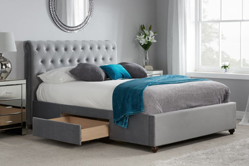 Marlow Fabric Bed Grey Velvet